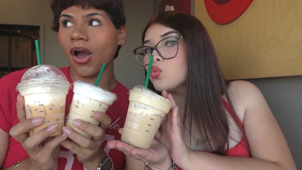 Emma and Dominic Palomar the iconic duo reviewing Starbucks fall menu 