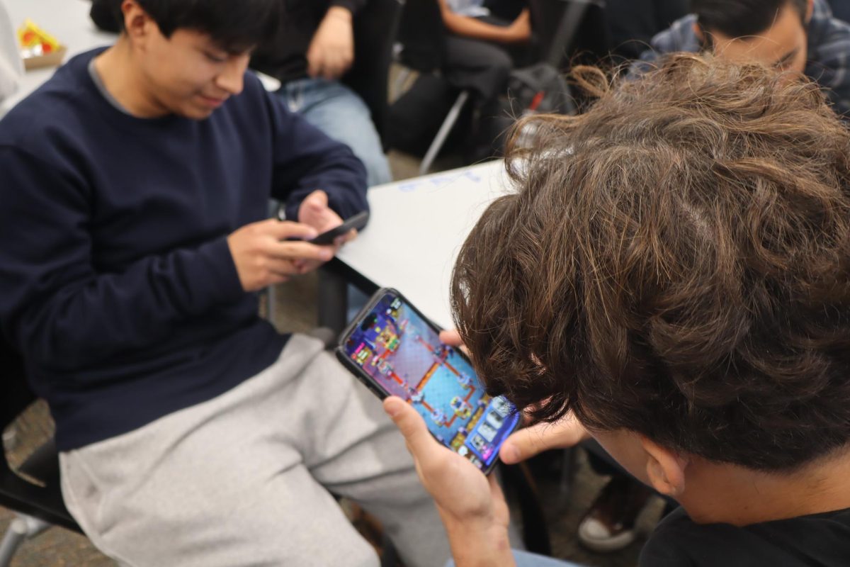 Students gathered in Mr. Holt's classroom to crown a Granite Hills Clash Royale champion. 